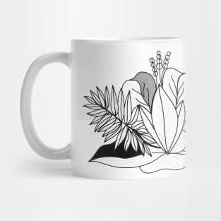 Flower Black white minimal Mug